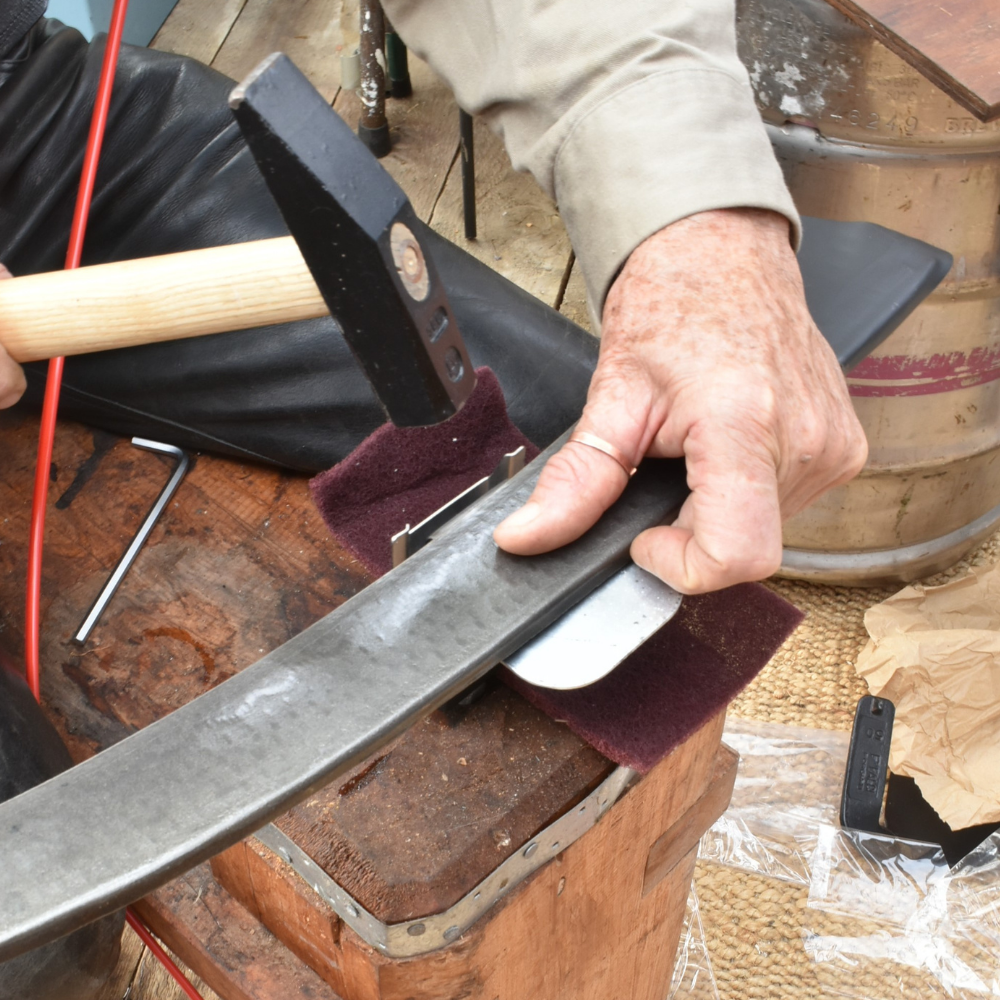 Peening Anvil with Platform for Scythe Blade